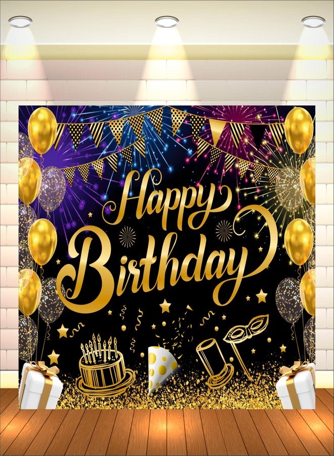 Party Baazaar Black Birthday Backdrop 5x4 Ft | Backdrops for Decoration | Birthday Decoration Backdrop | Banner for Kids Theme Party - Image 1